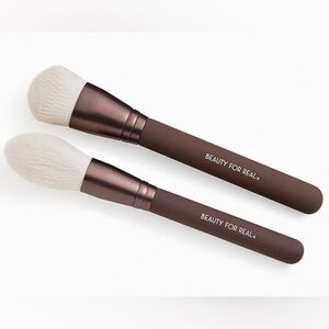 Beauty For Real Essential Pro Dual Makeup Brush Set Complexion & Powder NWT